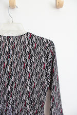 White House Black Market Black White & Pink Patterned Dress | S