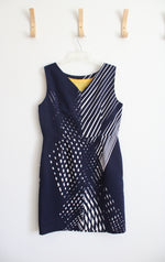 Chetta B Sunhee Blue & White Woven Striped Sheath Dress | 14