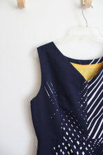 Chetta B Sunhee Blue & White Woven Striped Sheath Dress | 14