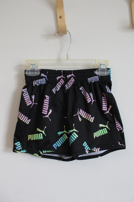Puma Black Colorful Logo Shorts | Youth S (7)