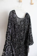 NEW Calvin Klein Black Sequined Bell Sleeve Shift Dress | 14