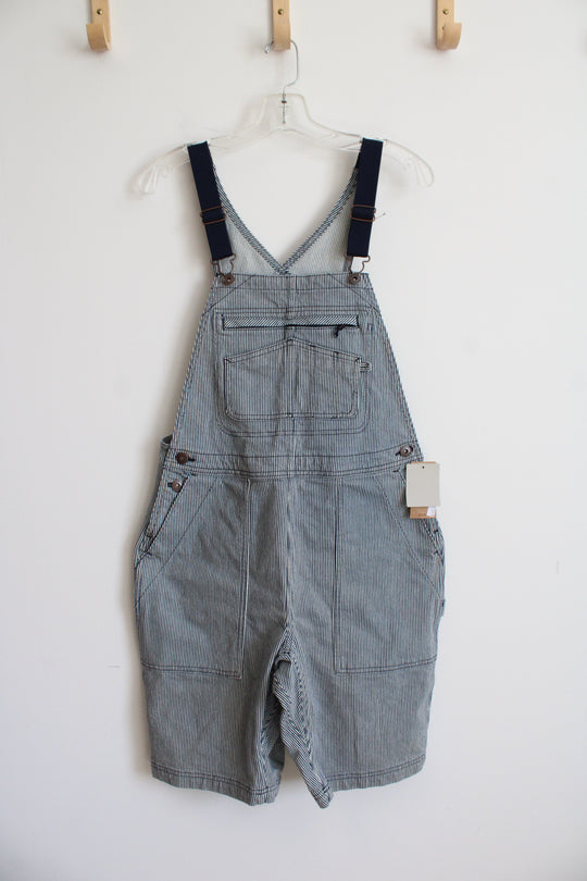 NEW Duluth Trading Co. Rootstock Gardening Blue & White Striped Short Overalls | XS