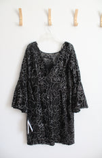NEW Calvin Klein Black Sequined Bell Sleeve Shift Dress | 14