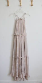 Listick Champagne Ruffle Layered Halter Maxi Dress | L
