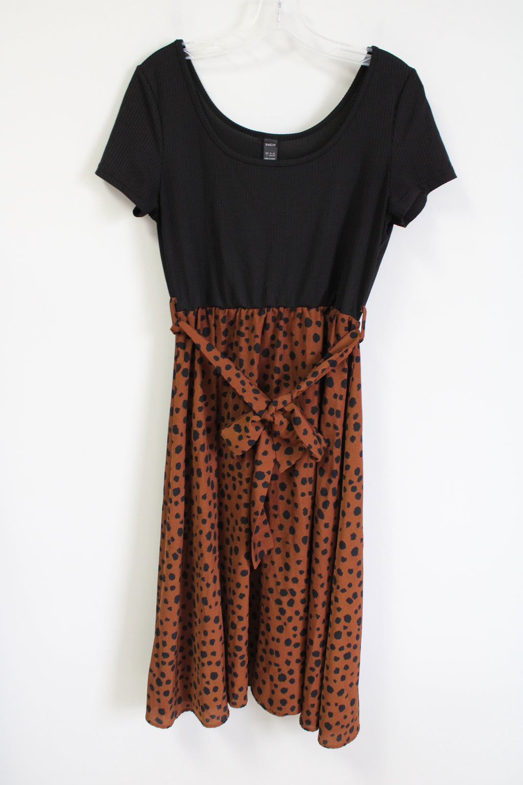 Shein Black Brown Cheetah Printed Dress | L