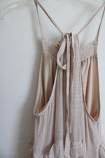 Listick Champagne Ruffle Layered Halter Maxi Dress | L