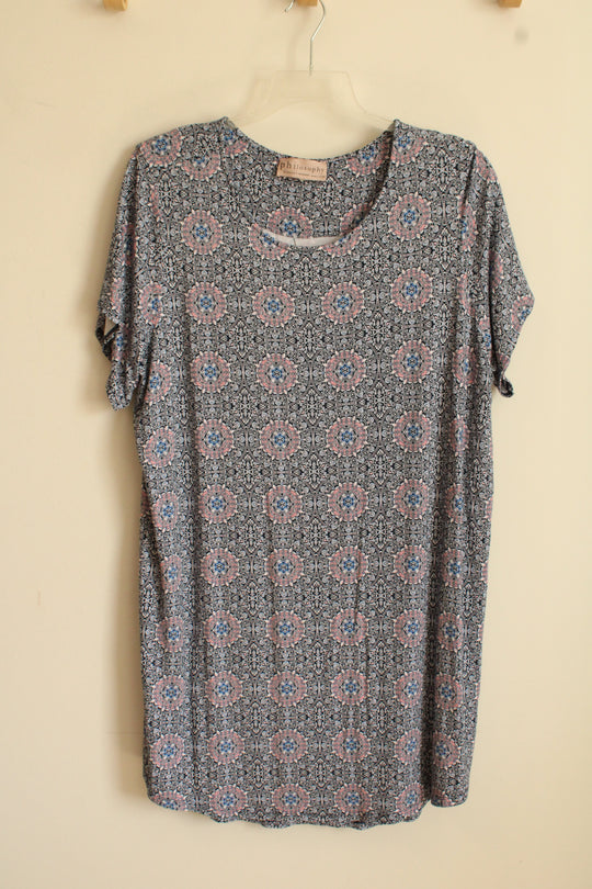 Philosophy Blue and Pink SS Printed Dress | XXL
