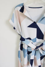 Hapsho Blue Pink White Patterned Dress | L (8/10)