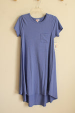 NEW LulaRoe Blue Short Sleeve High Low Pocket Dress | XS
