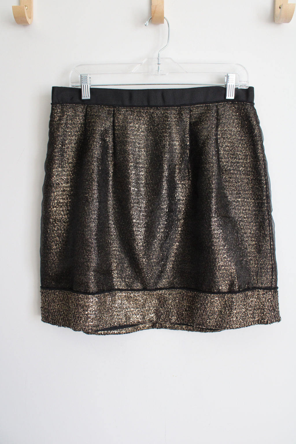 LOFT Black Gold Shimmer Skirt | 8