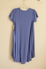 NEW LulaRoe Blue Short Sleeve High Low Pocket Dress | XS