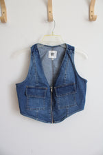 Madden NYC Cropped Denim Zip Up Vest | XS