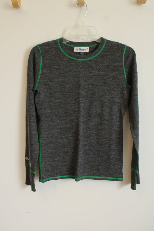 Meister Merino Wool Gray Knit Postcard Ski Sweater | S