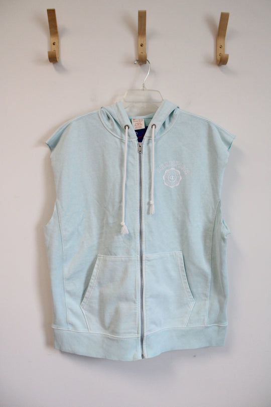 NEW Champion Reverse Weave Light Blue Cut Off Sleeveless Full Zip Hoodie | L