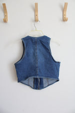 Madden NYC Cropped Denim Zip Up Vest | XS