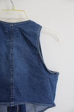 Madden NYC Cropped Denim Zip Up Vest | XS