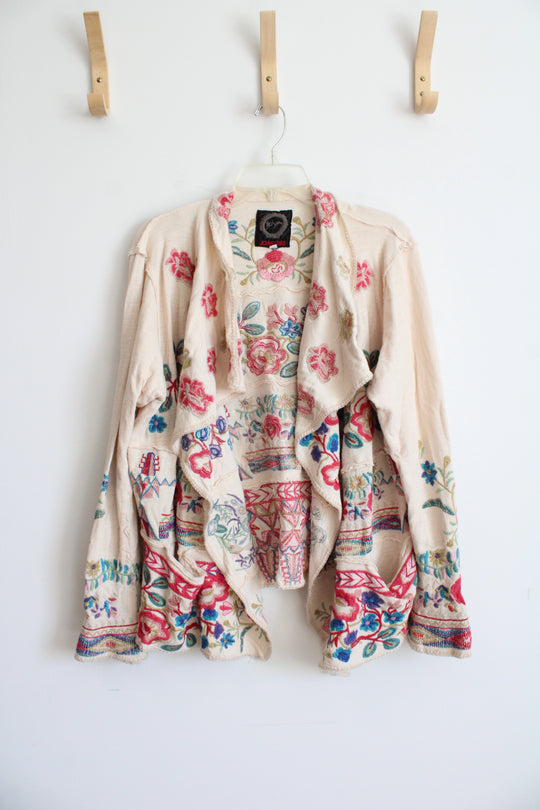 Johnny Was Biya Floral Embroidered Cardigan | L