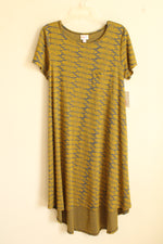 NEW LulaRoe Mustard Yellow and Gray Feather High Low Pocket T-shirt Dress | M