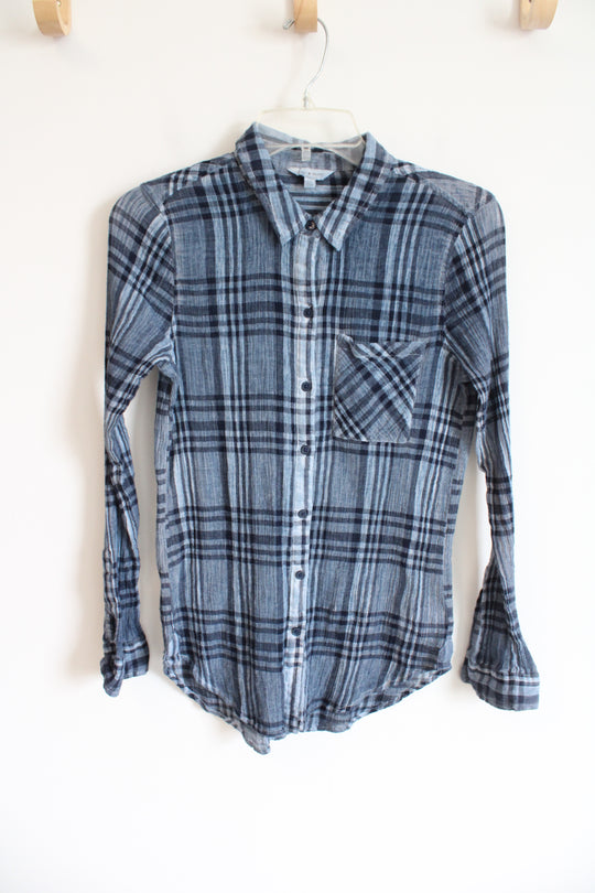 Lucky Brand Blue Cotton Plaid Button Down Shirt | S