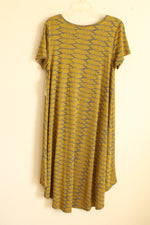 NEW LulaRoe Mustard Yellow and Gray Feather High Low Pocket T-shirt Dress | M
