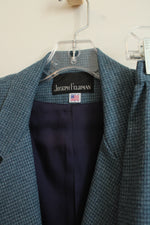 Joseph Feldman Blue Houndstooth Print Wool Blend Skirt Suit Set | L