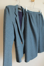 Joseph Feldman Blue Houndstooth Print Wool Blend Skirt Suit Set | L