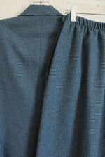 Joseph Feldman Blue Houndstooth Print Wool Blend Skirt Suit Set | L