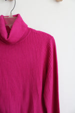 NEW Talbots Hot Pink Ribbed Turtleneck Sweater | L