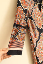 En Focus Orange and Navy Printed Tunic Dress with Gold Collar Chain | 6-P