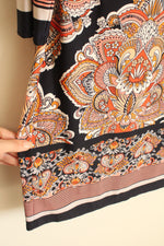 En Focus Orange and Navy Printed Tunic Dress with Gold Collar Chain | 6-P