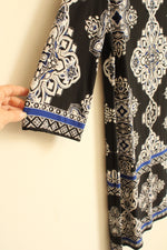 Roz & Ali Black White and Blue Printed Texture Dress with Cut out Collar | 4