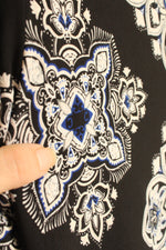 Roz & Ali Black White and Blue Printed Texture Dress with Cut out Collar | 4