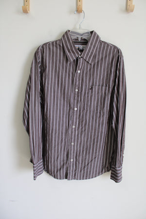 Urban Up Brown Striped Button Down Shirt | XL