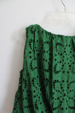 NEW Ann Taylor Green Eyelet Bubble Hem Top | S