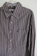 Urban Up Brown Striped Button Down Shirt | XL