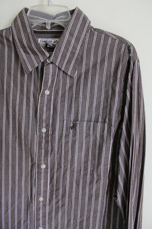 Urban Up Brown Striped Button Down Shirt | XL