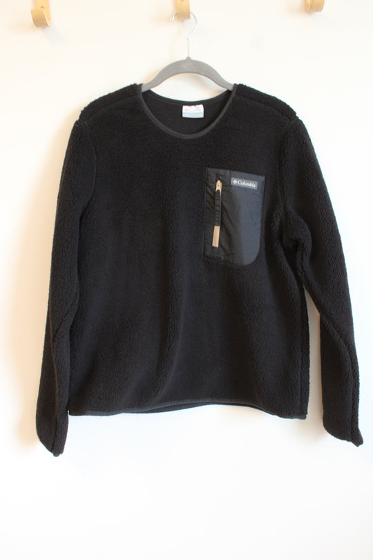 Columbia Black Sherpa Crewneck Sweater | L