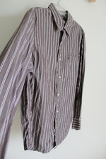 Urban Up Brown Striped Button Down Shirt | XL