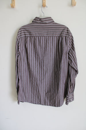 Urban Up Brown Striped Button Down Shirt | XL