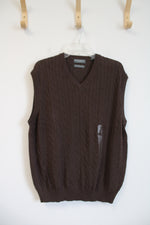 NEW Lyle & Scott Brown Cable Knit Combed Knit Sweater Vest | L
