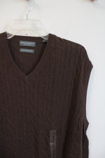 NEW Lyle & Scott Brown Cable Knit Combed Knit Sweater Vest | L