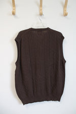 NEW Lyle & Scott Brown Cable Knit Combed Knit Sweater Vest | L