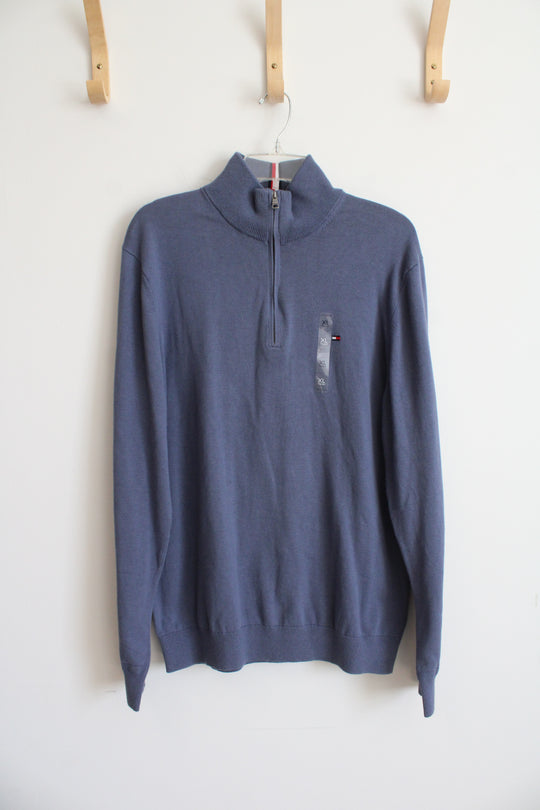 NEW Tommy Hilfiger Dusty Blue 1/4 Zip Sweatshirt | XL