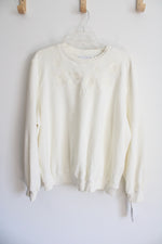 NEW Alfred Dunner Cream Fleece Pullover Sweatshirt | XL