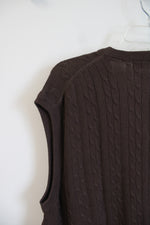 NEW Lyle & Scott Brown Cable Knit Combed Knit Sweater Vest | L