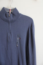 NEW Tommy Hilfiger Dusty Blue 1/4 Zip Sweatshirt | XL