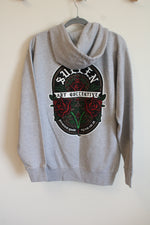 NEW Sullen Angel Art Collective Rose Print Logo Gray Hoodie | M