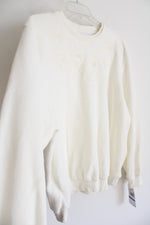 NEW Alfred Dunner Cream Fleece Pullover Sweatshirt | XL