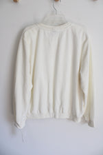NEW Alfred Dunner Cream Fleece Pullover Sweatshirt | XL