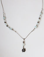 Blue Glass Beaded Koi Fish Pendant Sterling Silver Necklace